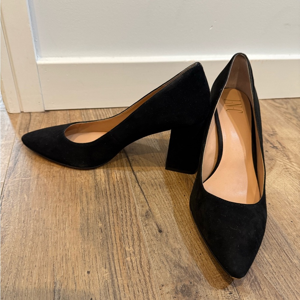 INC International Concepts Black Suede Heels